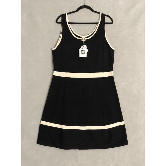 Anne Klein Women's XL Sleevess Color Block Dress Black NEW - Picture 1 of 7